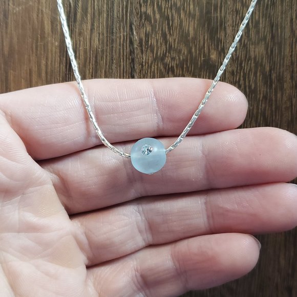 Jewelry - 16 Inch Sterling Silver Crystal Necklace